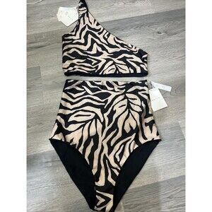 NWT BAIIA Valencia Two Piece Swimsuit Zebra Print Reversible AU 14 - US 10
